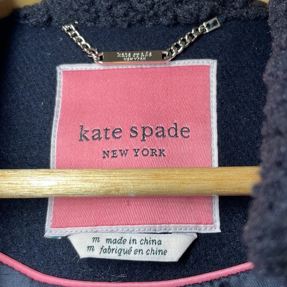 kate spade Wool Blend Coat with Faux Shearling Collar and Trim - Picture 17 of 17